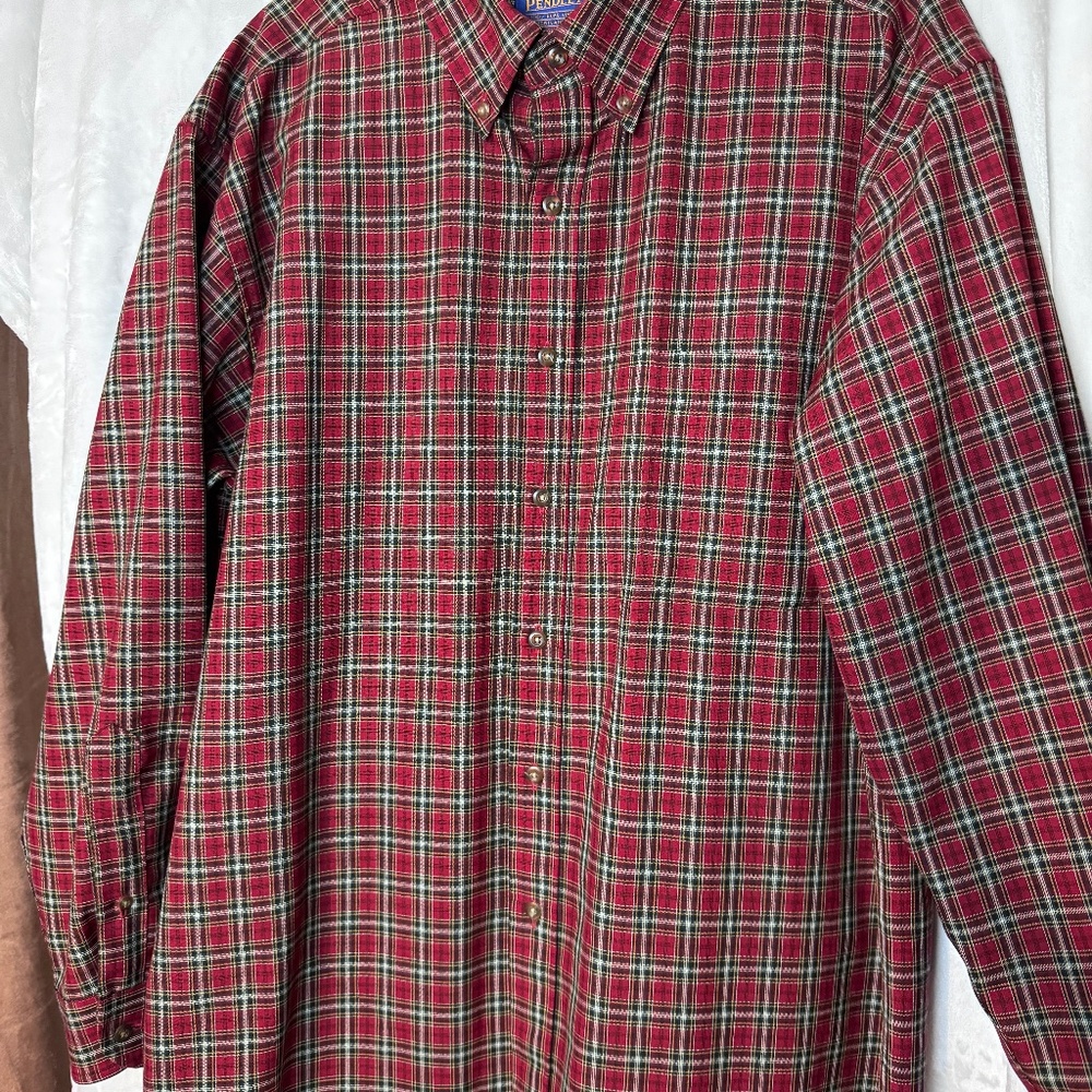 VINTAGE Pendleton Shirt Mens Size L Button Up Sir Pendleton Virgin Wool Plaid*